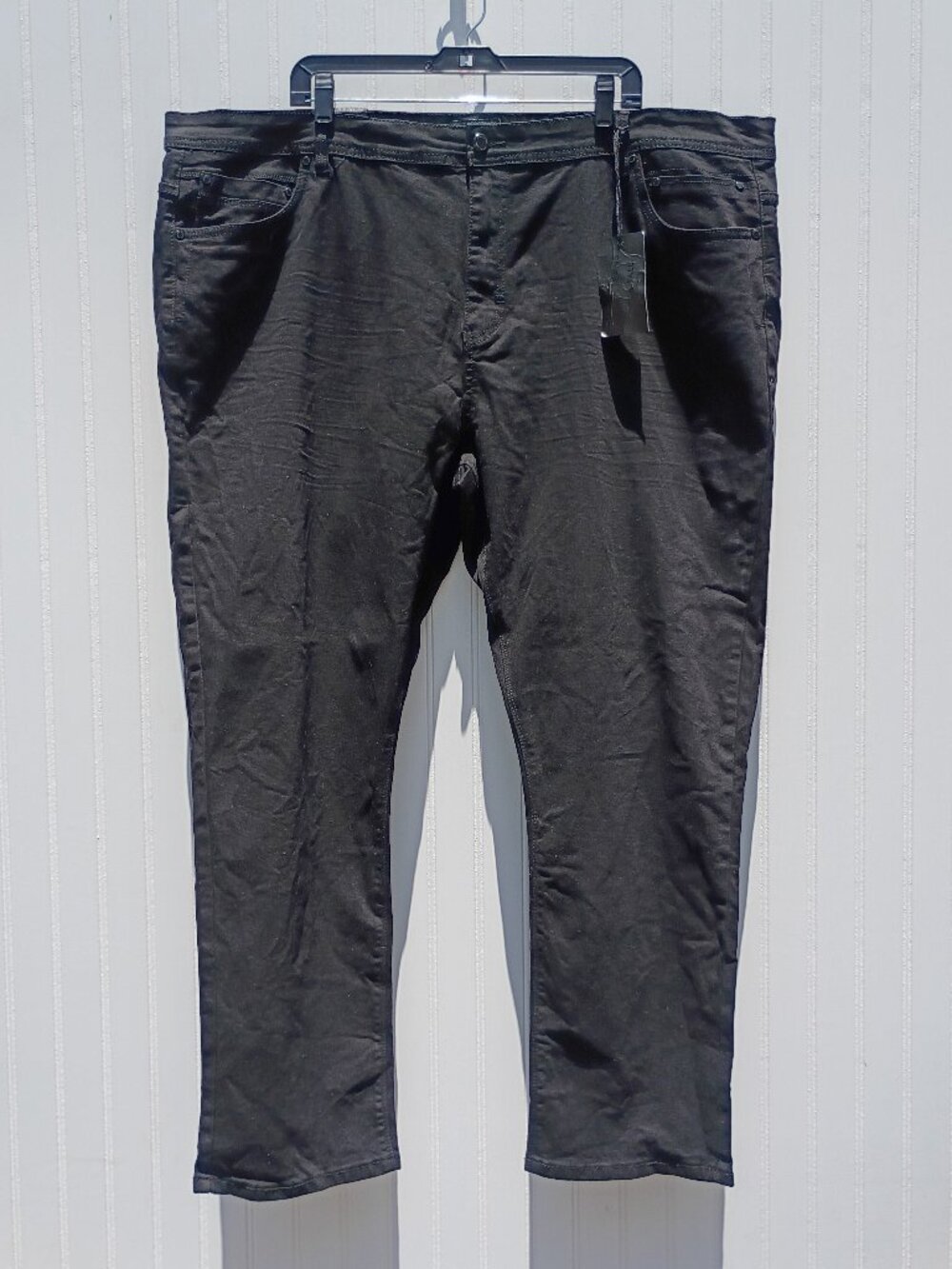NWT Men's Steve's Jeans 48 x 30 Black Denim Regular Fit Stretch Straight Leg Zip